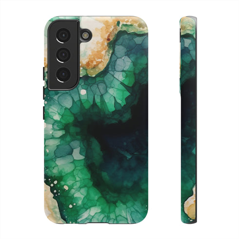 Green Geode in Watercolor - Impact Resistant Phone Case Samsung Galaxy S22 Matte